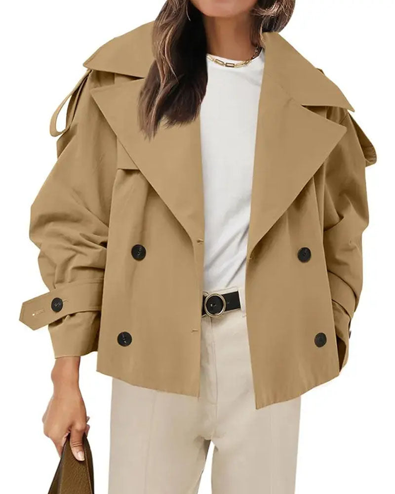 Breasted Lapel Cropped Trench Coat