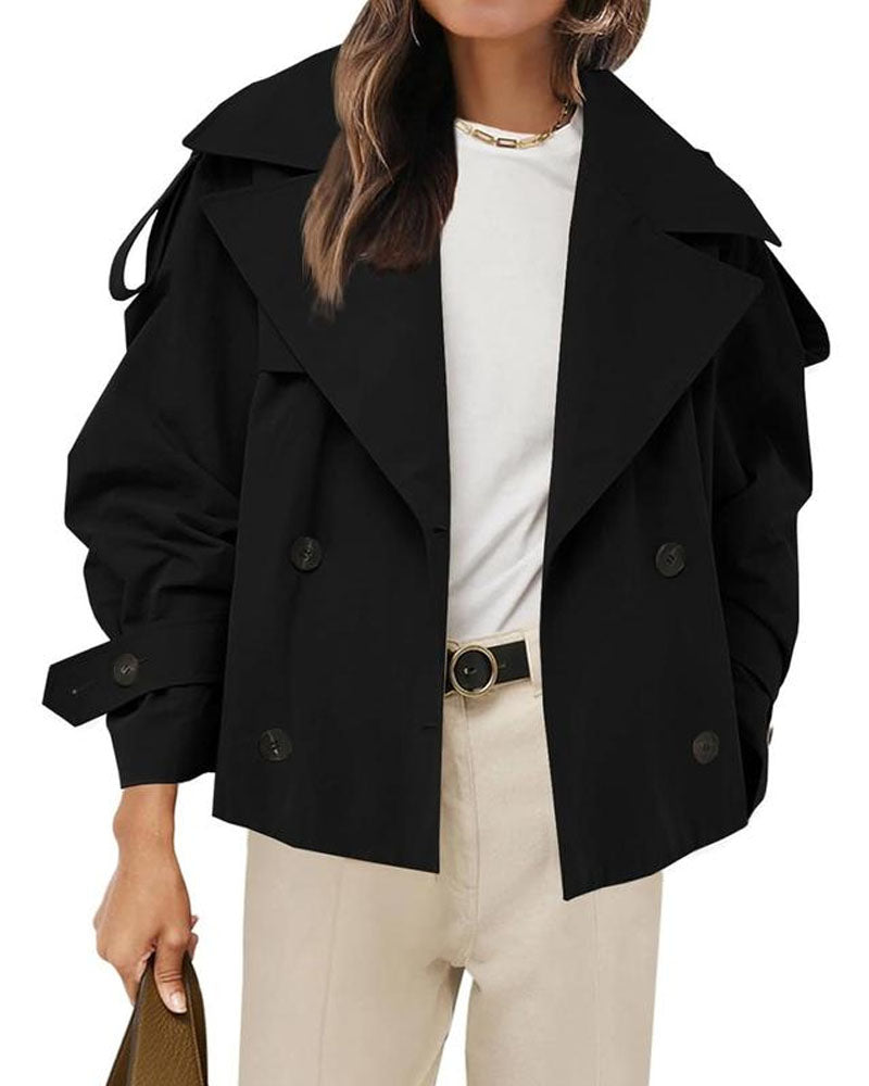 Breasted Lapel Cropped Trench Coat