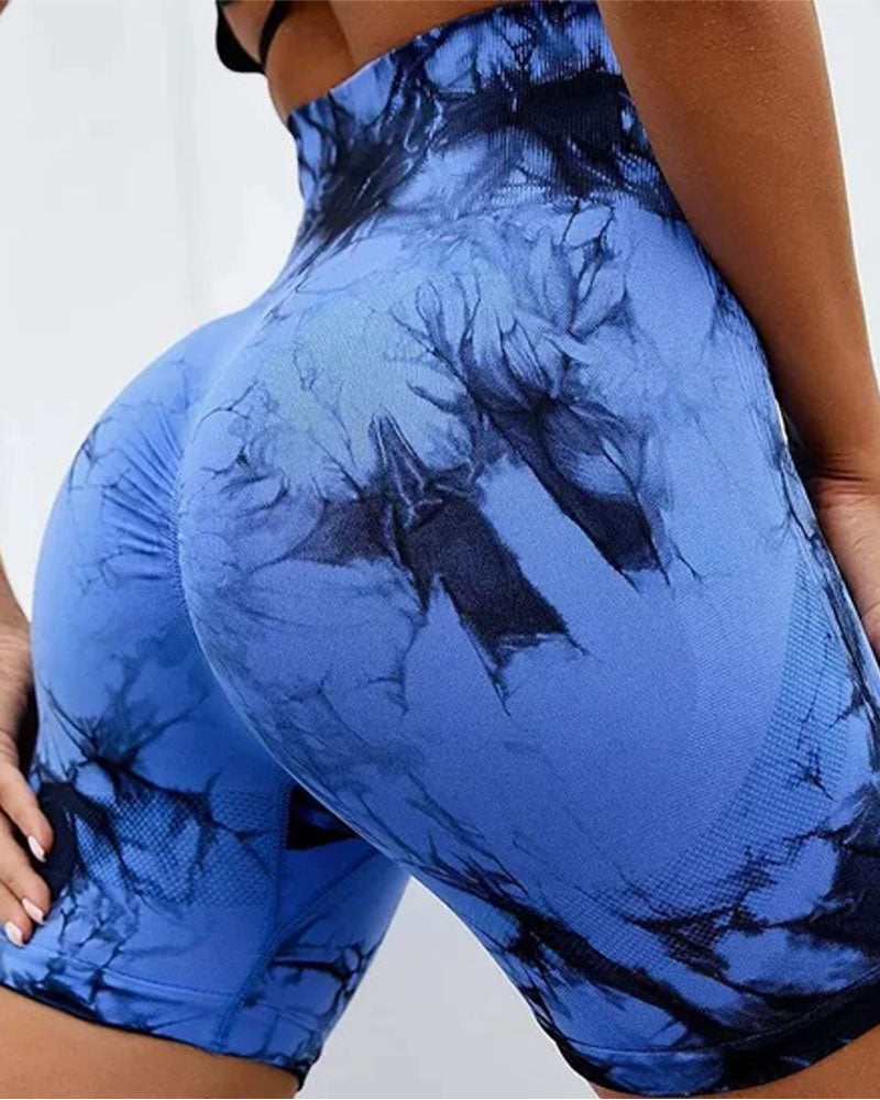 Butt Lifting Gym Shorts Tie-dye-15