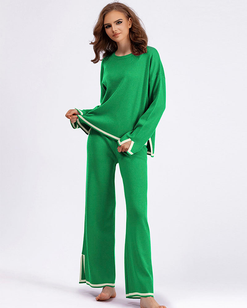 CASUAL KNIT SWEATER SET Green