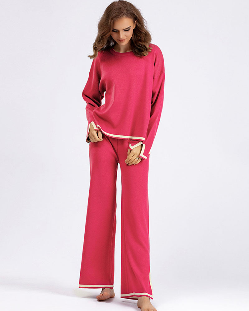 CASUAL KNIT SWEATER SET Hot Pink