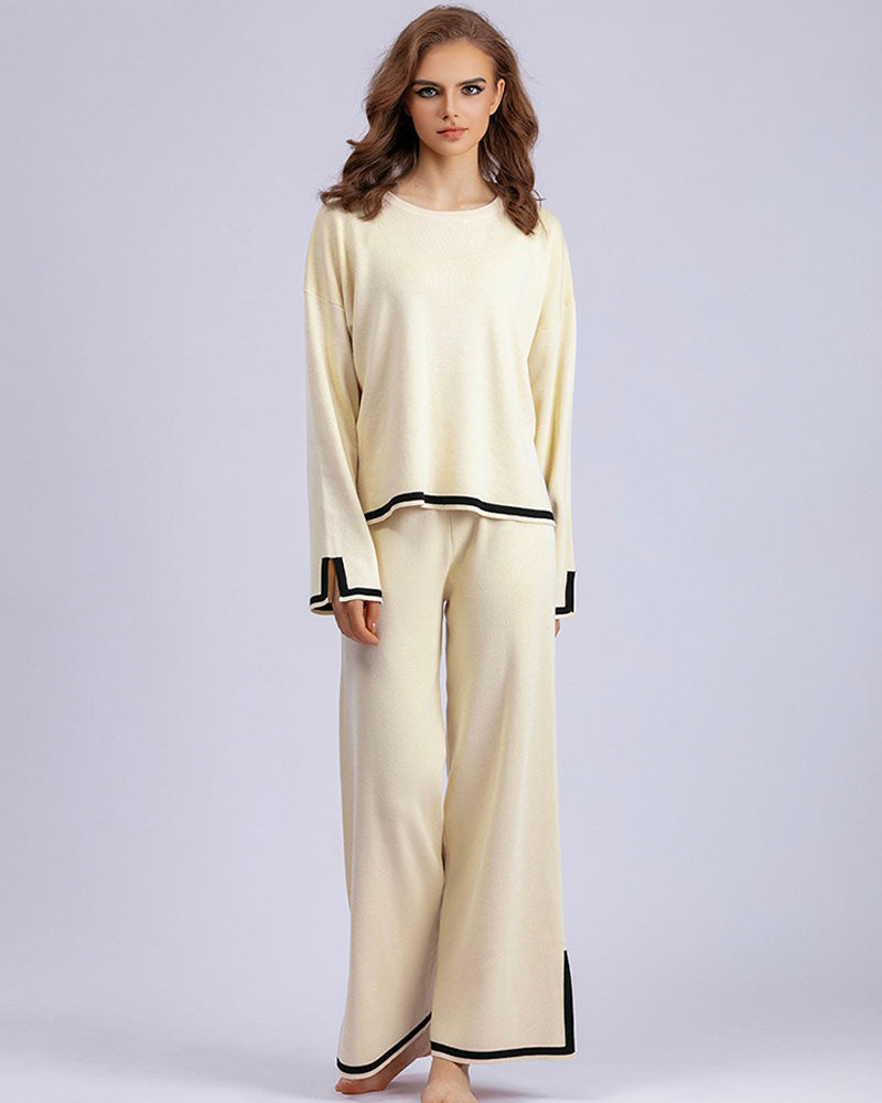 CASUAL KNIT SWEATER SET Apricot