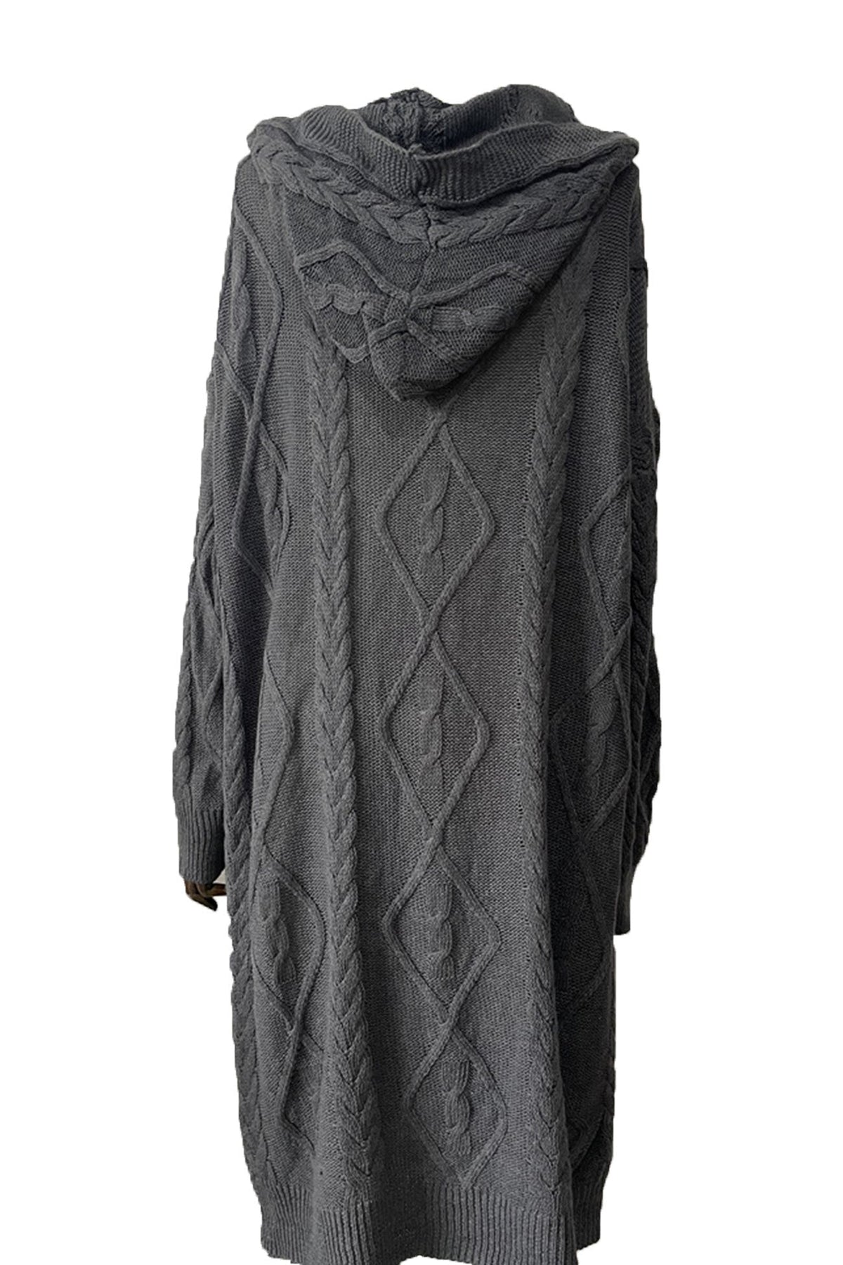 Cable Knit Loose Hooded Cardigan