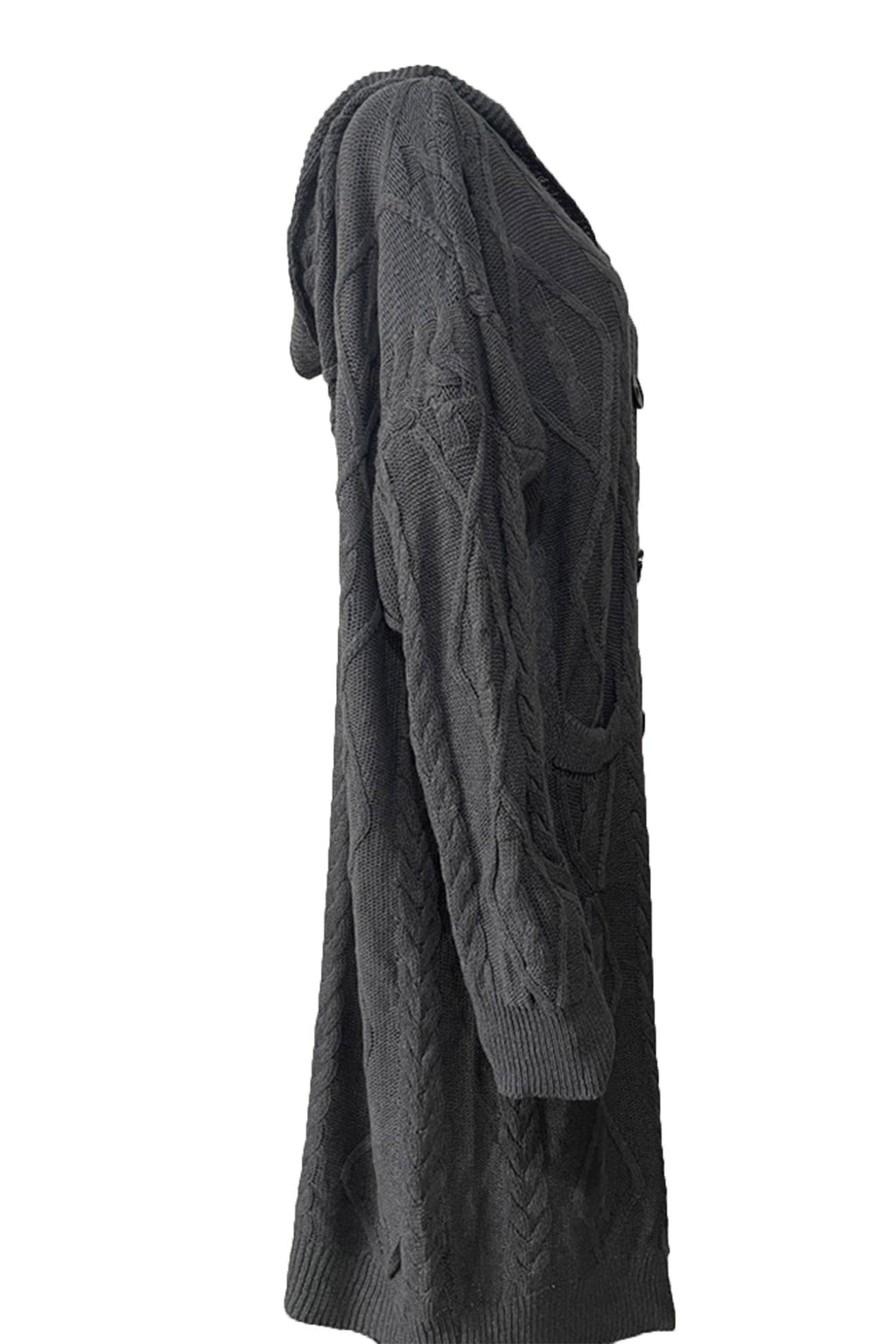 Cable Knit Loose Hooded Cardigan