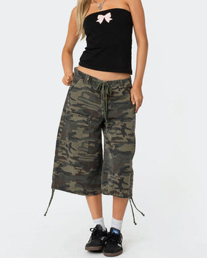 Camo Cargo Bermuda Denim Shorts