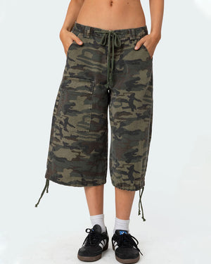 Camo Cargo Bermuda Denim Shorts