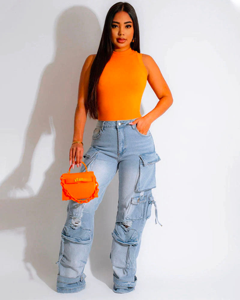 Cari Cargo Jeans WashedDenim