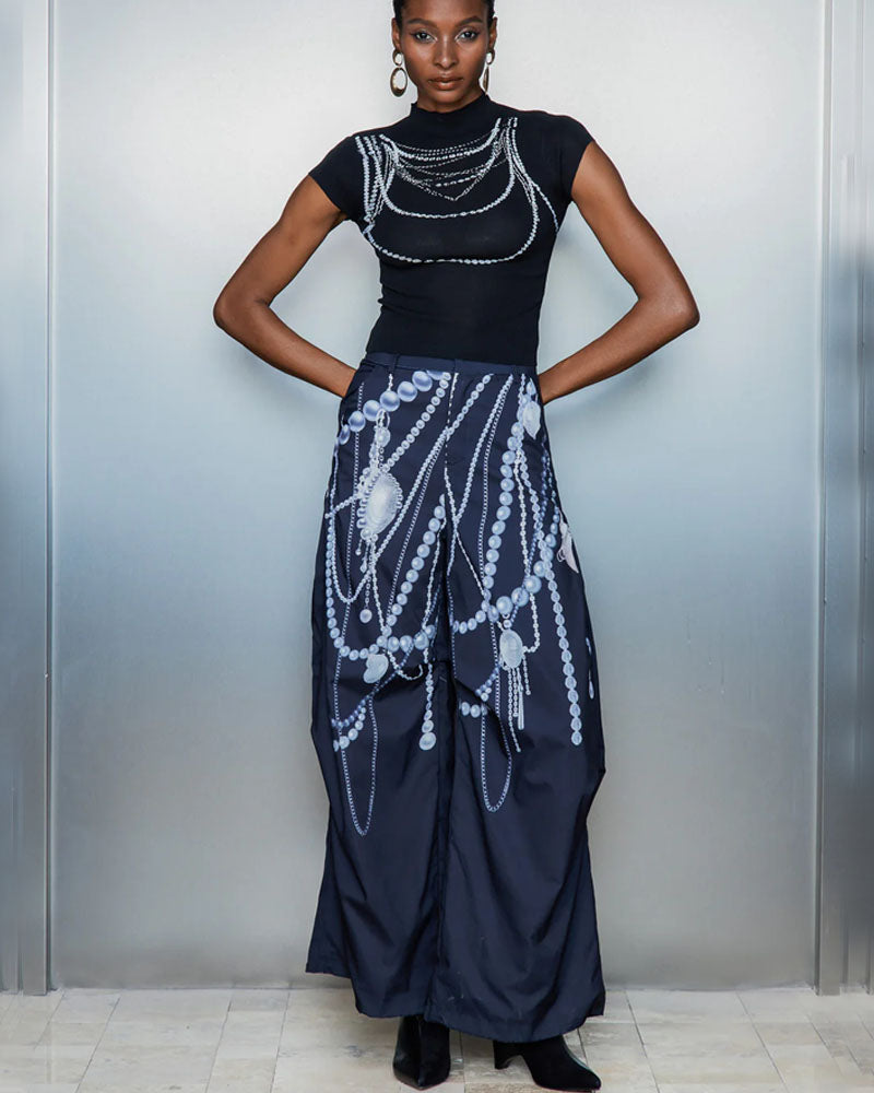 Cassiel Pearl Chain Print Pants