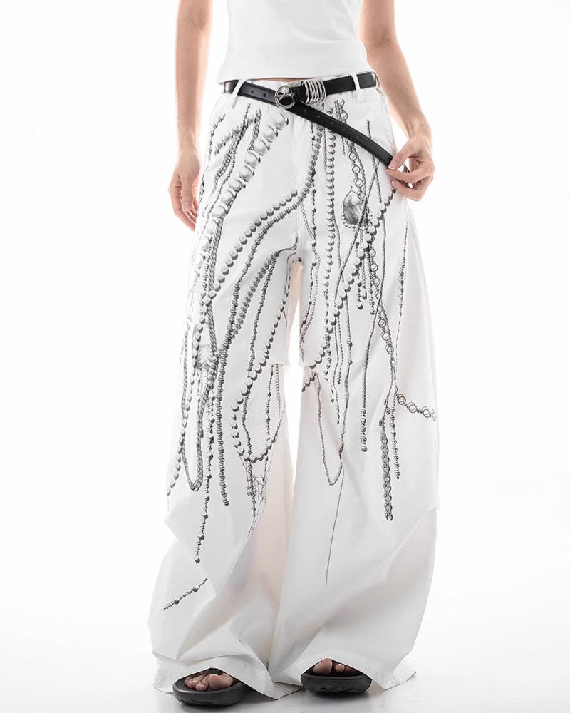 Cassiel Pearl Chain Print Pants