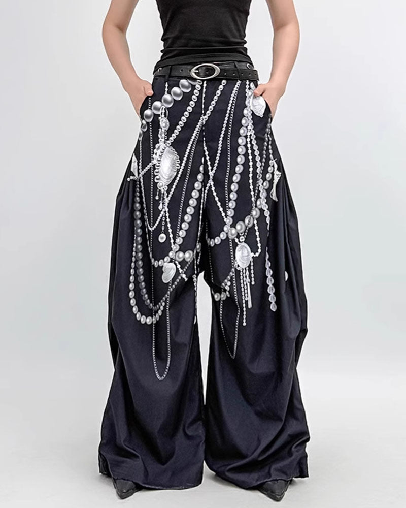 Cassiel Pearl Chain Print Pants