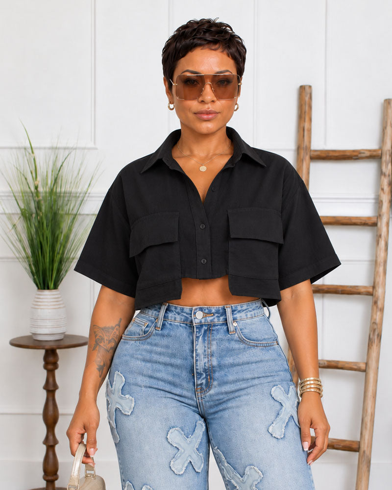 Catch Me Chillin' Cropped Shirt