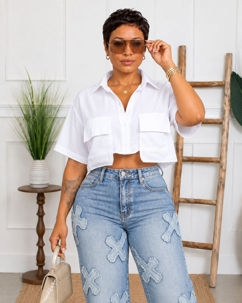 Catch Me Chillin' Cropped Shirt