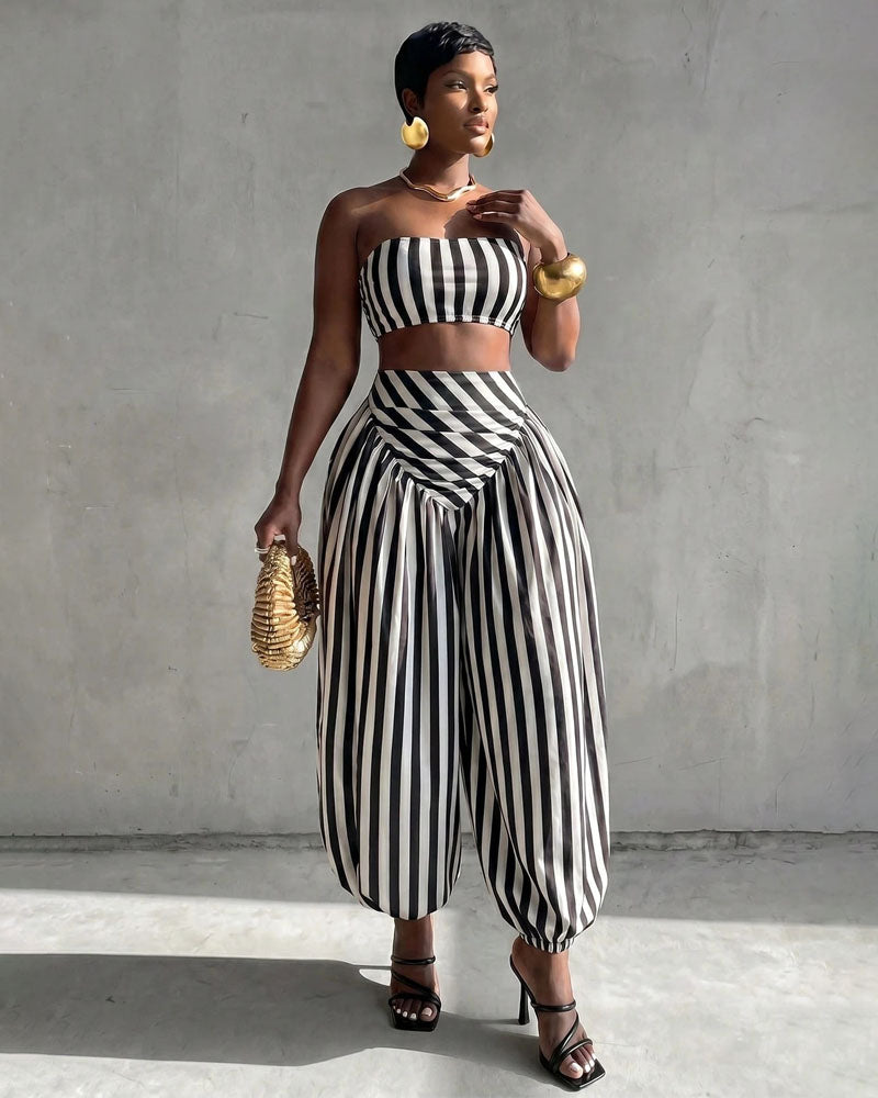 Center Stage Striped Balloon Pant Set