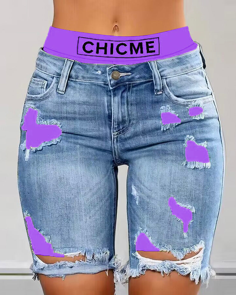 Chic Me Denim Shorts Purple