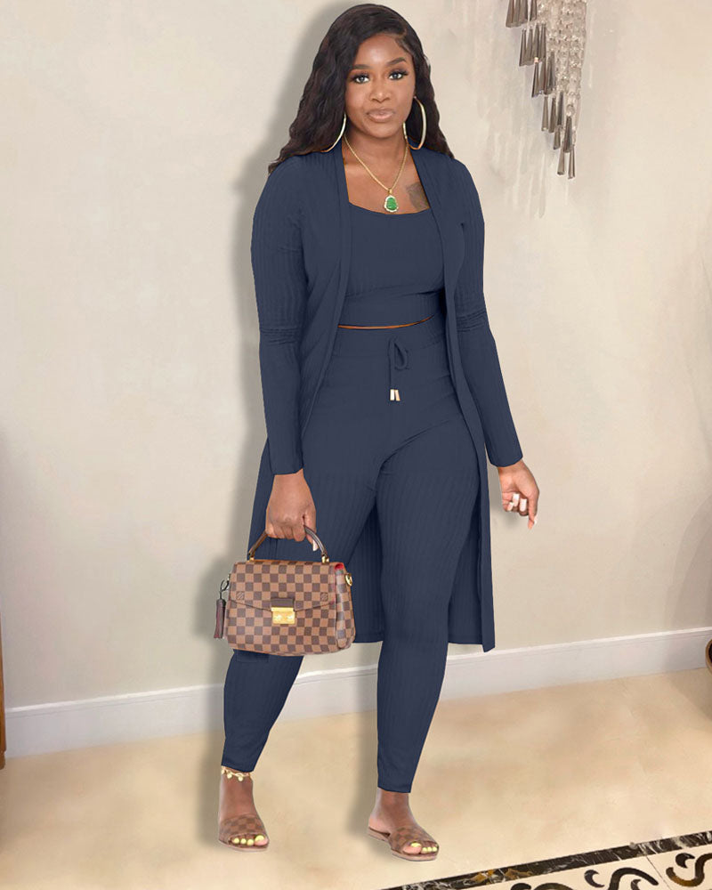 Chile 3PC Cardigan Set DARK BLUE