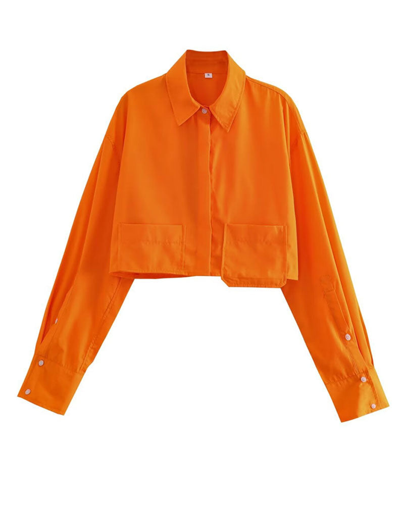 Citrus Edit Cropped Poplin Shirt