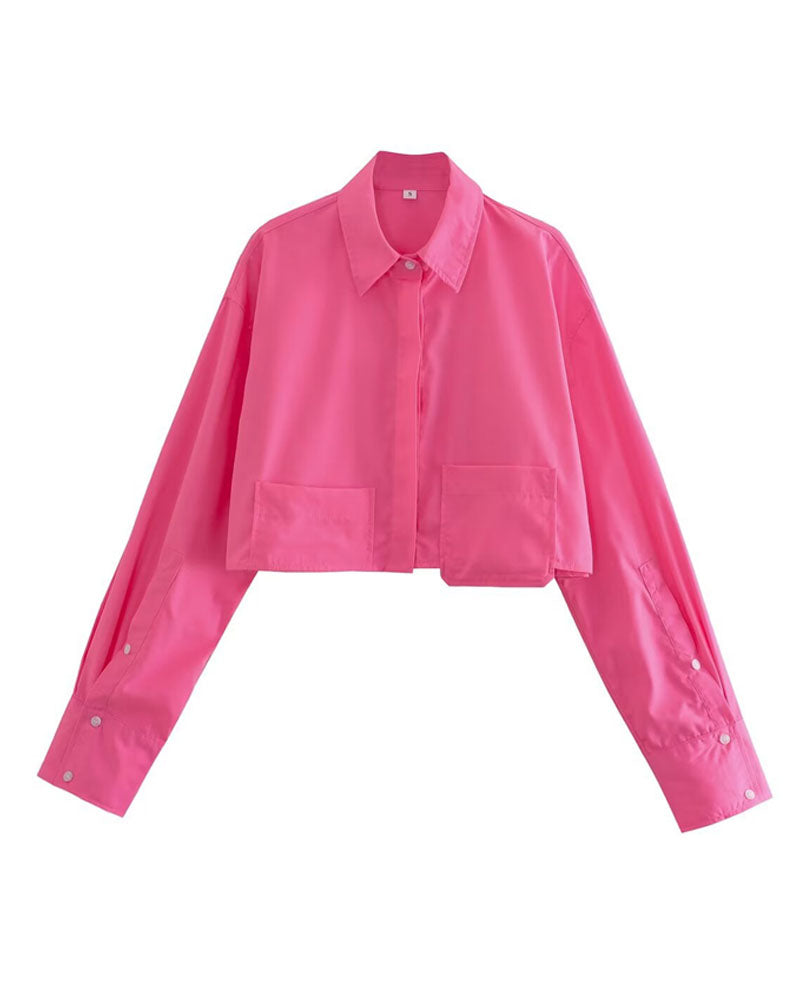 Citrus Edit Cropped Poplin Shirt