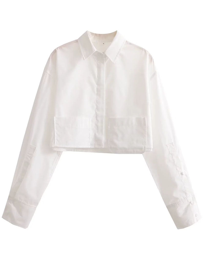 Citrus Edit Cropped Poplin Shirt