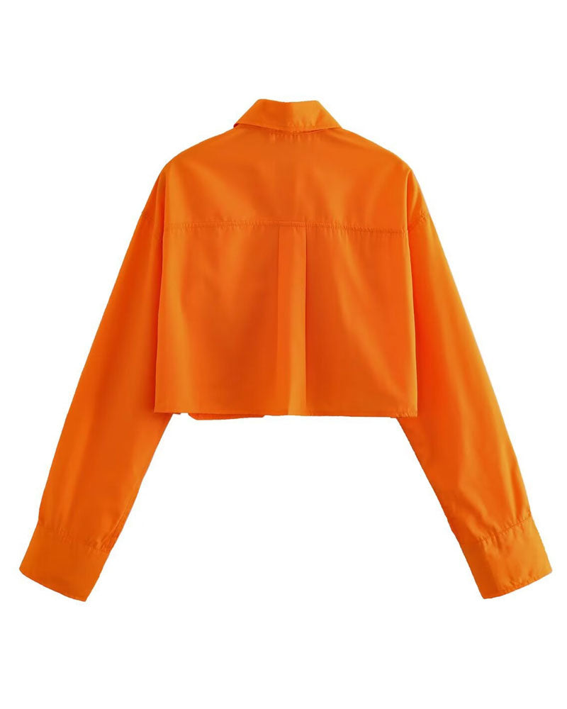 Citrus Edit Cropped Poplin Shirt