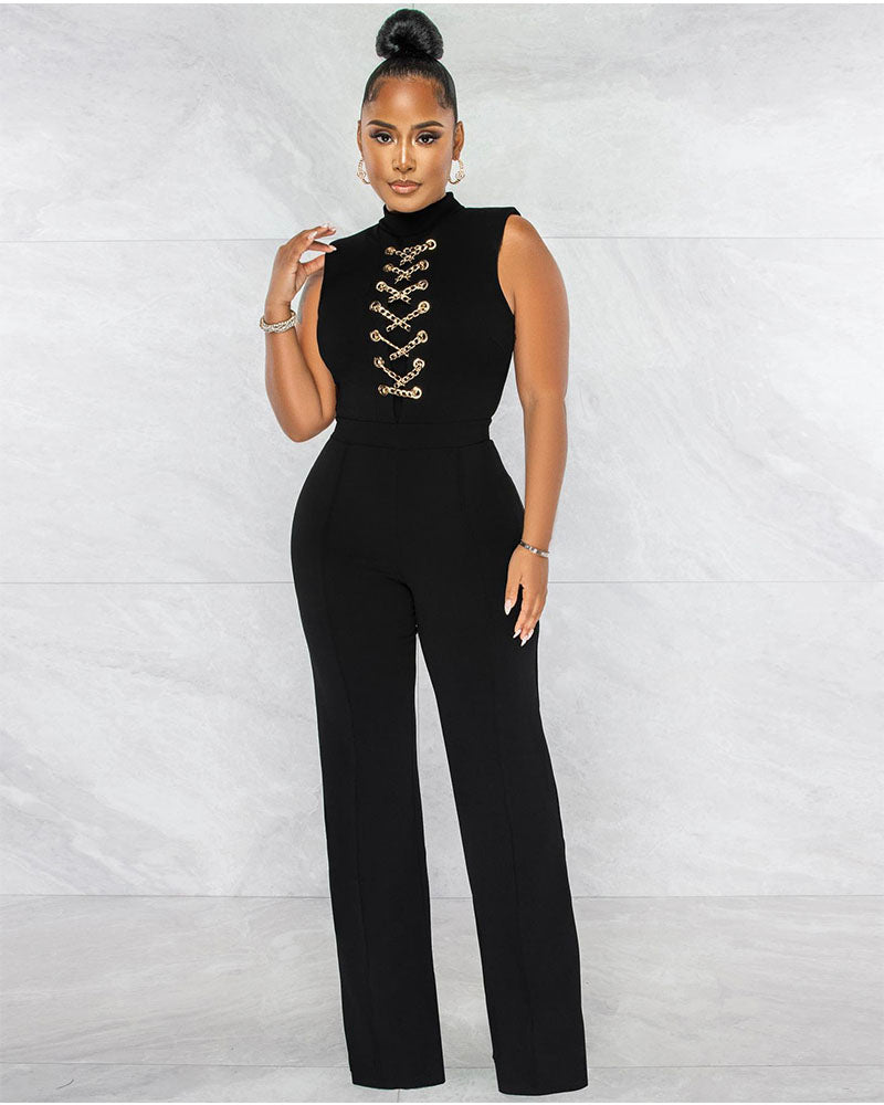 Claudia Chain Jumpsuit Black