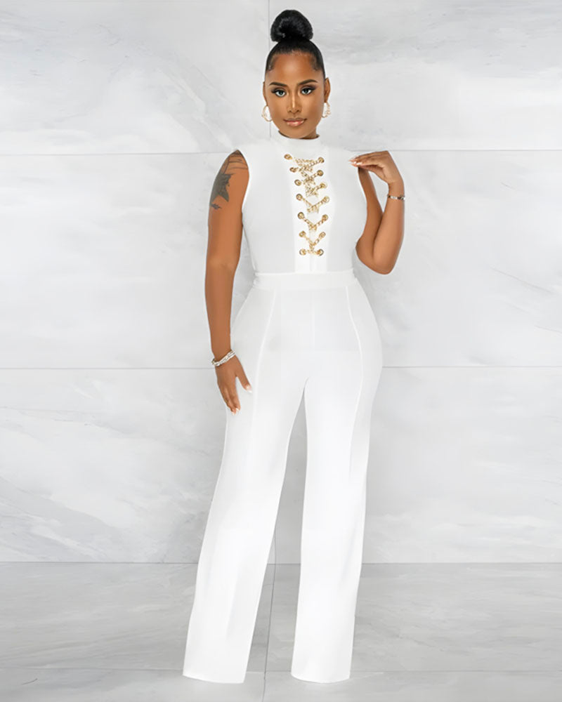 Claudia Chain Jumpsuit White
