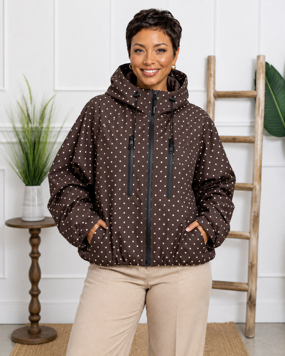 Cloud Cover Pleated-Hem Rain Jacket