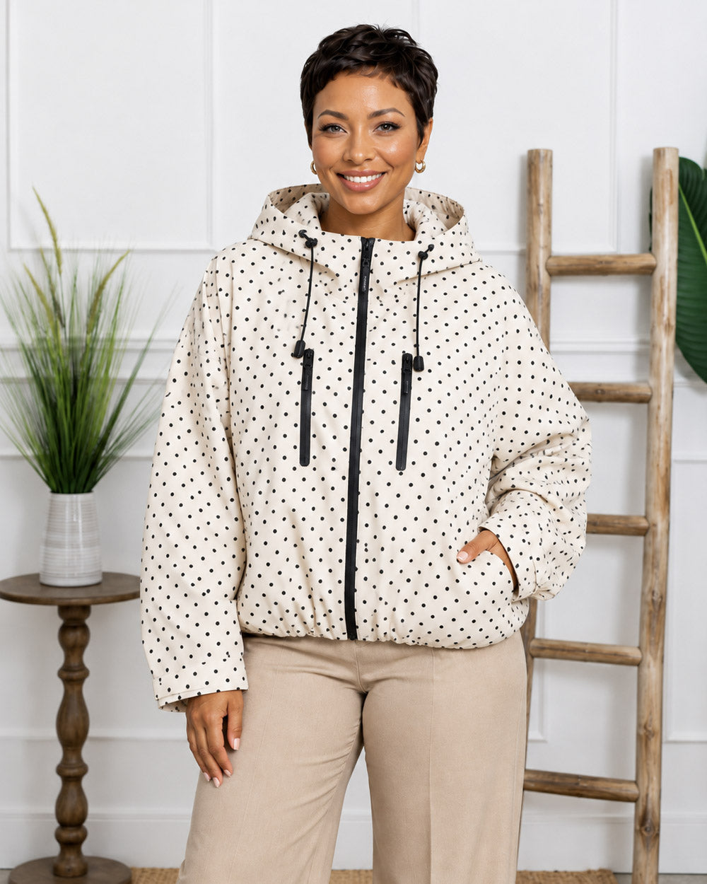 Cloud Cover Pleated-Hem Rain Jacket