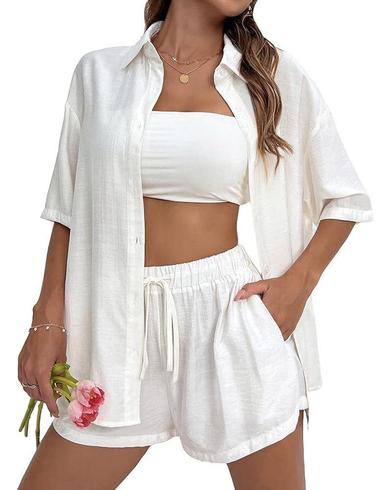Comfy Season Short Set White