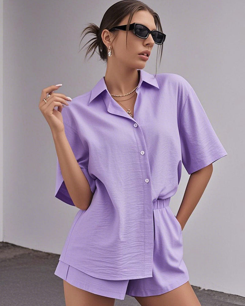 Comfy Season Short Set Light Purple