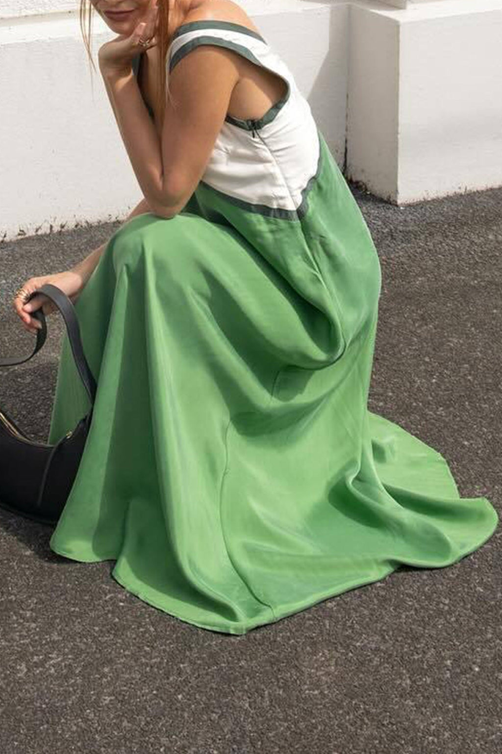 Contrast V Neck Sleeveless Maxi Dress