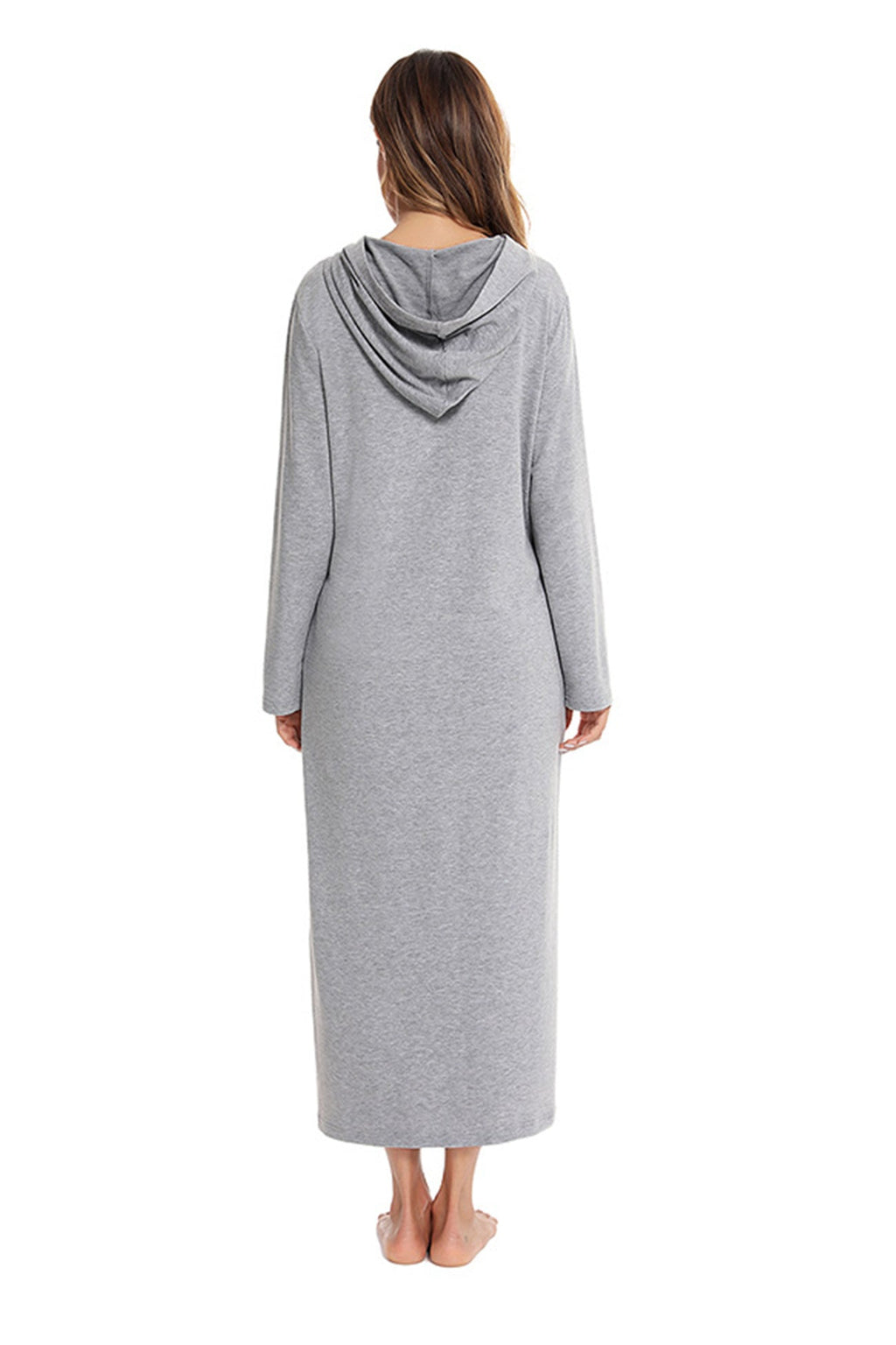 Cotton Long Sleeve Zip-up Hooded Cardigan