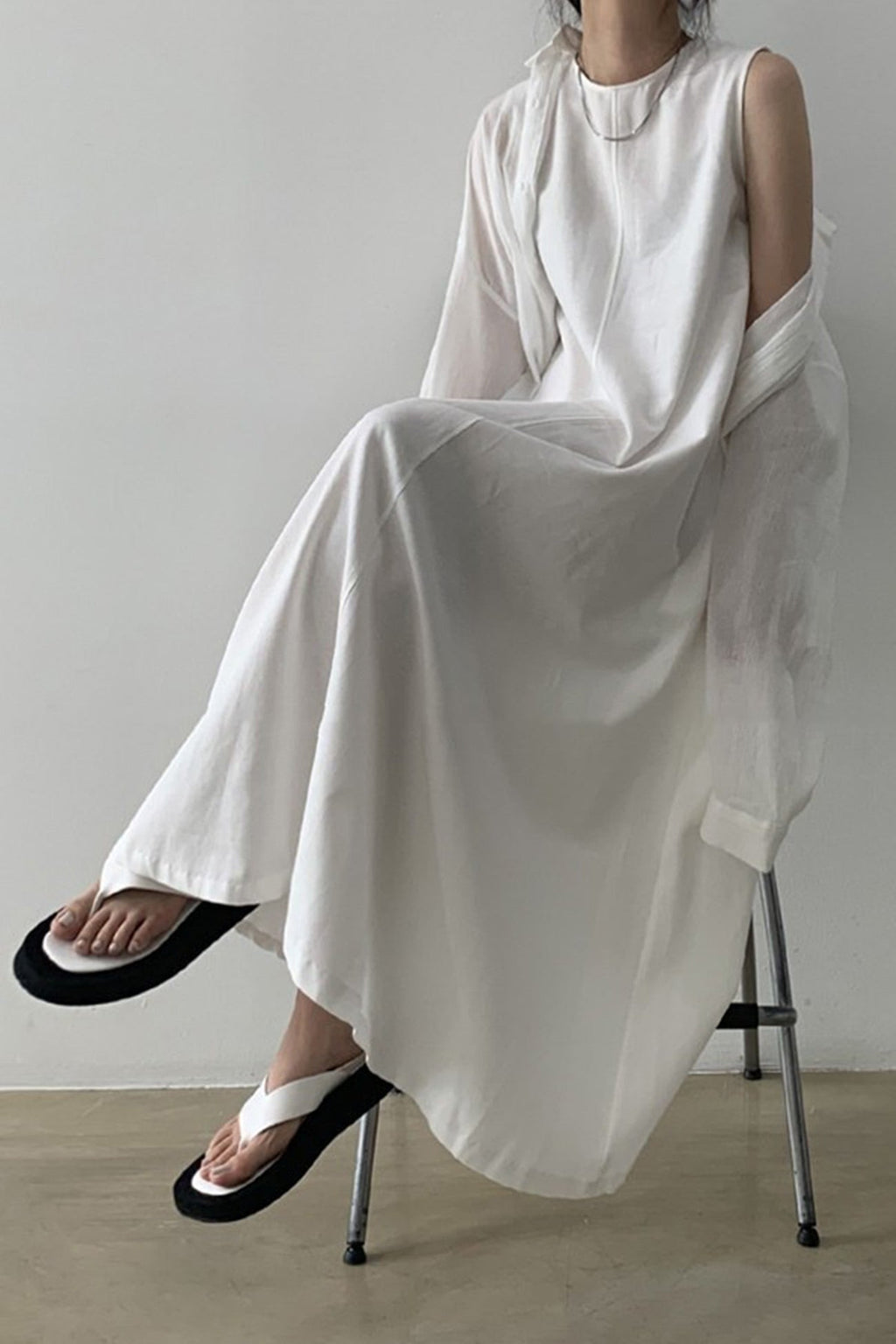 Cotton Loose Pocketed Tank Dress