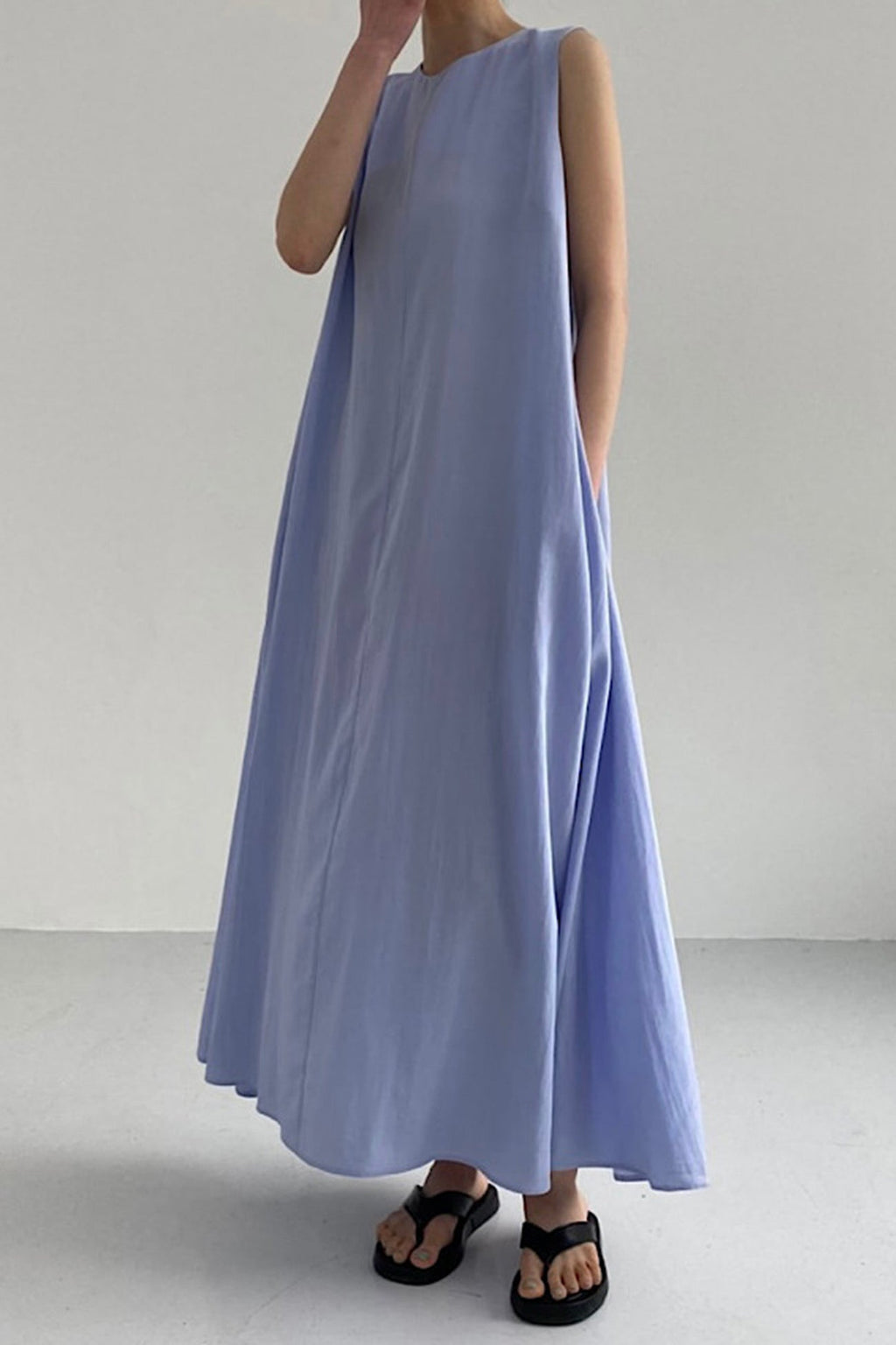 Cotton Loose Pocketed Tank Dress