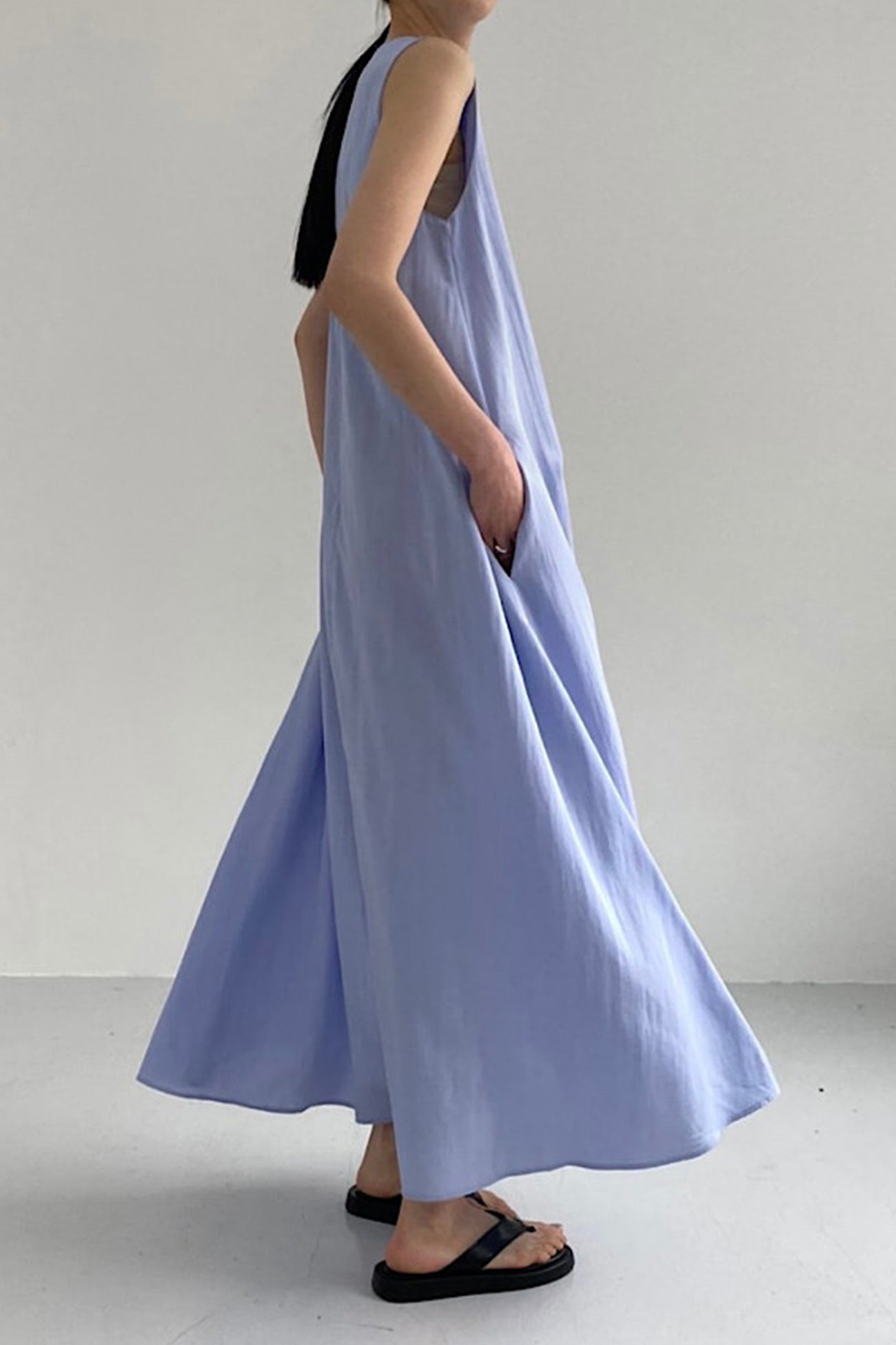 Cotton Loose Pocketed Tank Dress