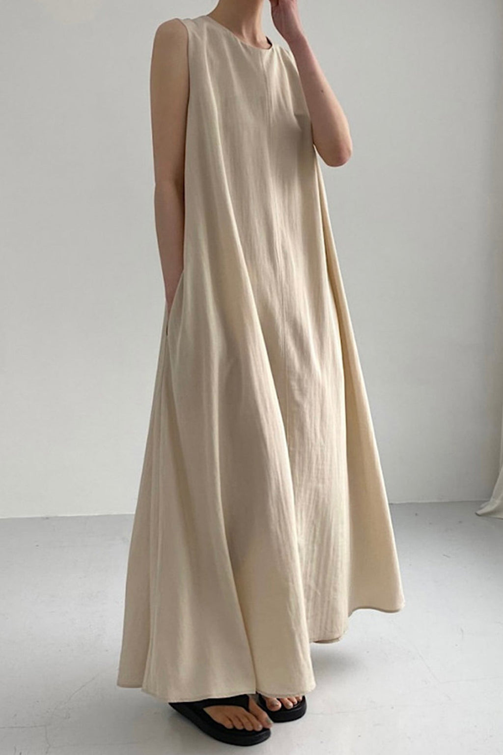 Cotton Loose Pocketed Tank Dress
