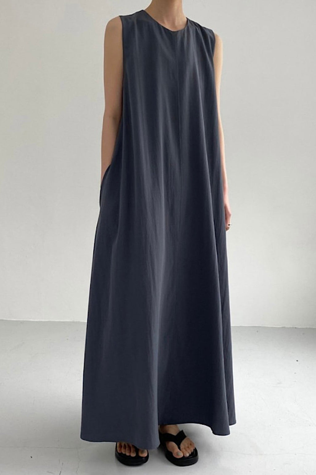 Cotton Loose Pocketed Tank Dress