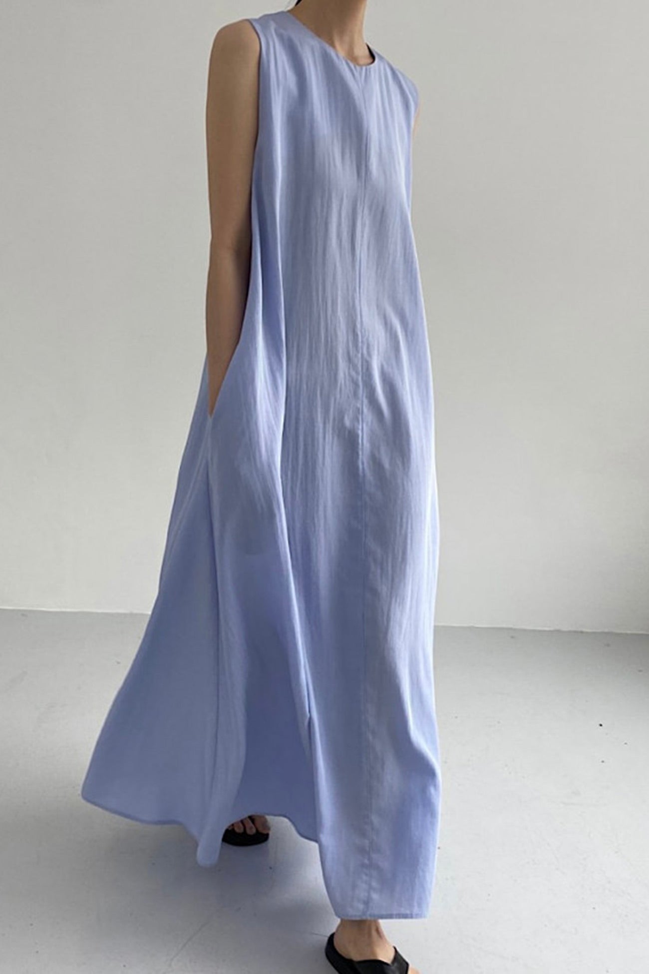 Cotton Loose Pocketed Tank Dress