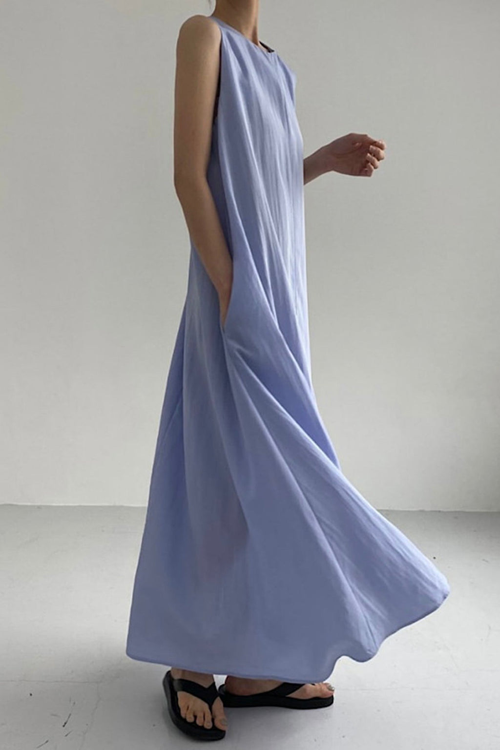 Cotton Loose Pocketed Tank Dress