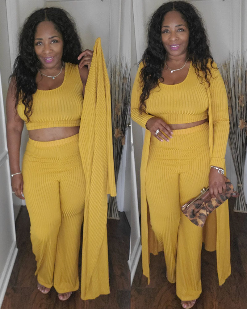 Cover Girl Cardigan Pant Set Yellow