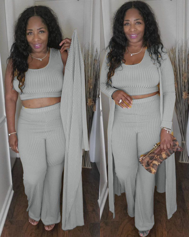 Cover Girl Cardigan Pant Set Grey