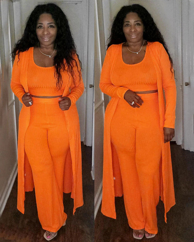Cover Girl Cardigan Pant Set Orange
