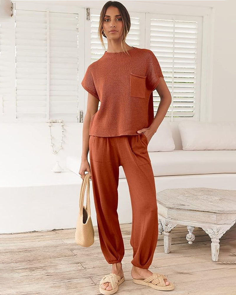 Cozy Knit Jogger Set Rust