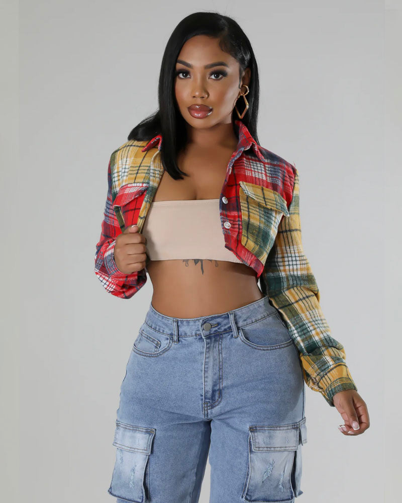 Sofia Crop Flannel Top