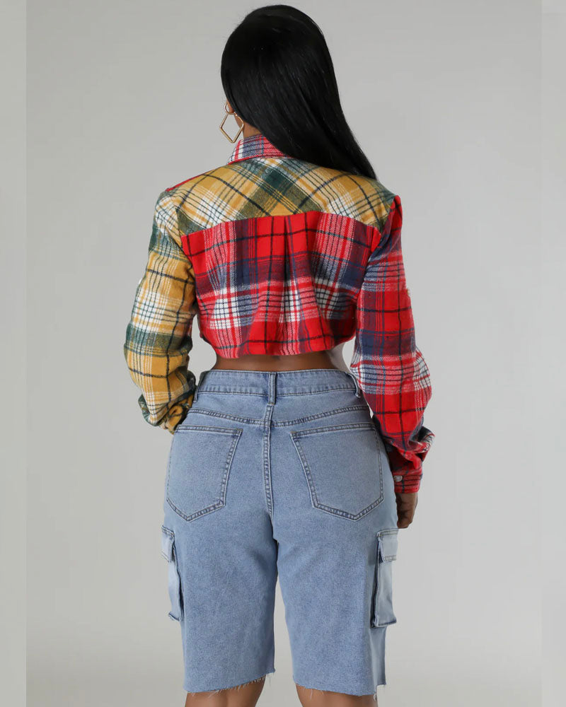 Sofia Crop Flannel Top