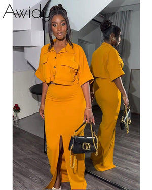 Cropped Top & Skirt Set