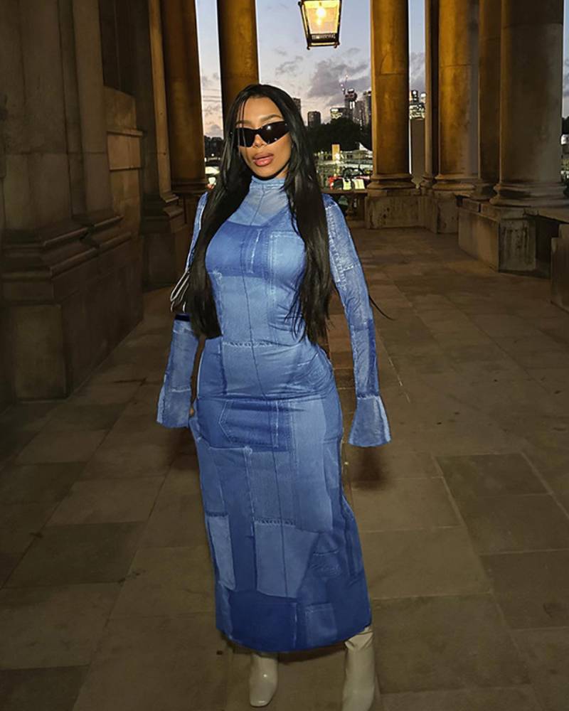 PATCHWORK TULLE DRESS L