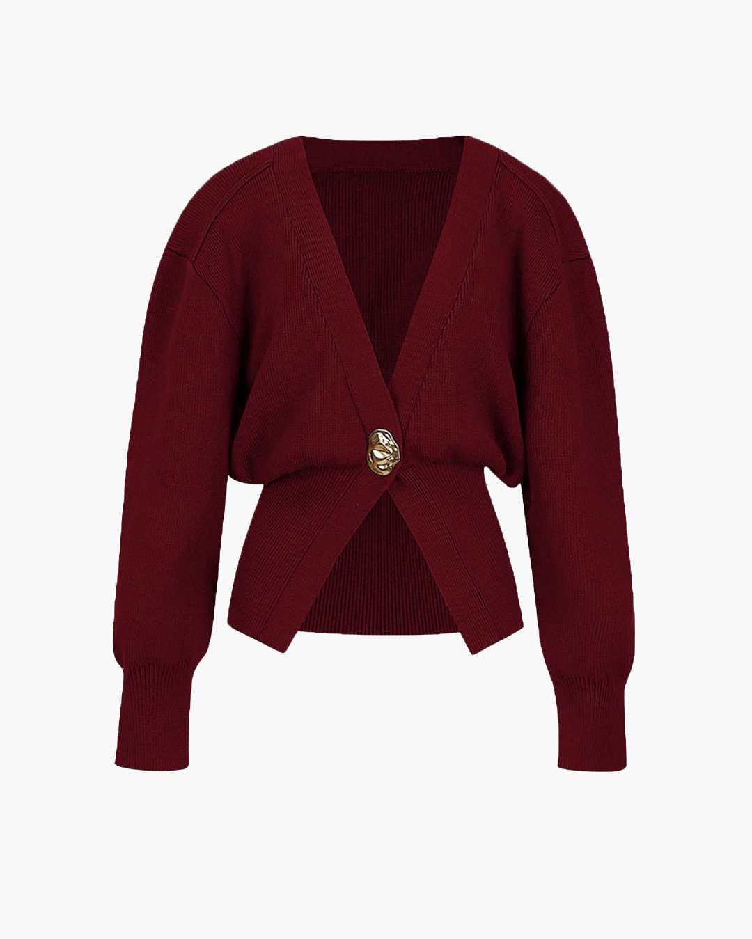 V-neck Sweater Cardigan Wine