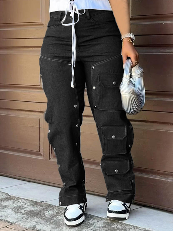 Jean à boutons amovibles