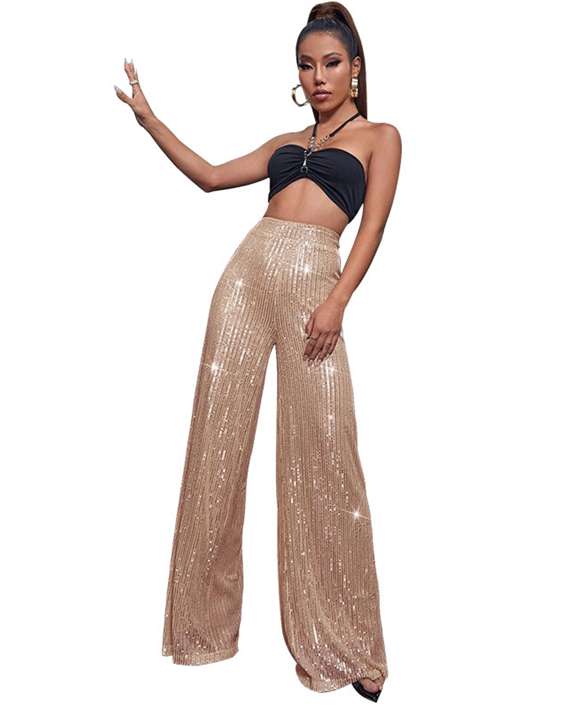 Dazzling Holiday Glitter Pants Dazzling Champagne