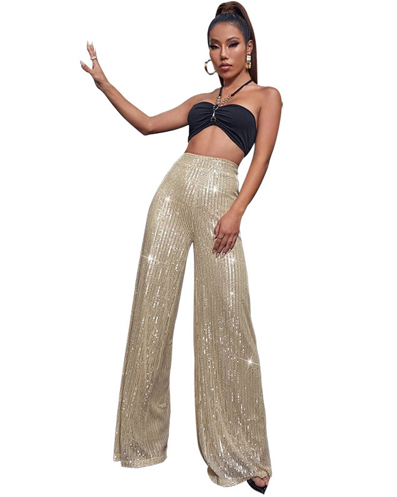 Dazzling Holiday Glitter Pants Dazzling Apricot